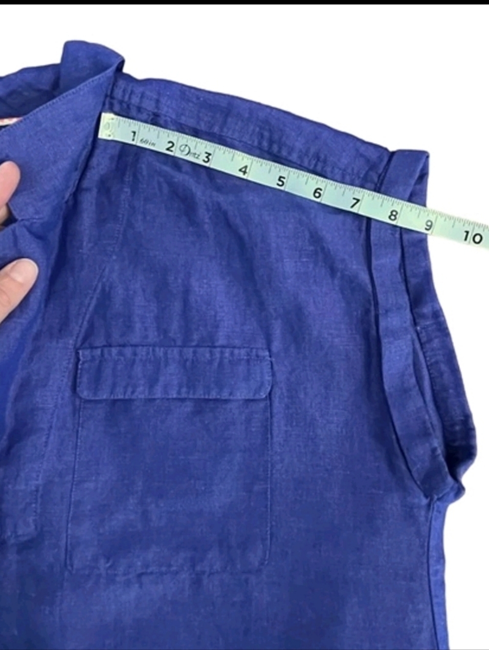 ANTHROPOLOGIE Linen Blend Crop Utility Pocket Collared Boho Top Size M - Picture 9 of 12